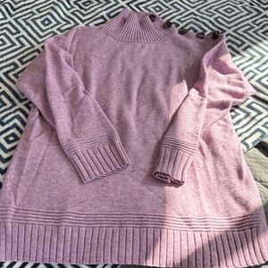 Anthropologie Lilac Buttoned Turtleneck Sweater
